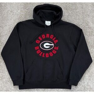 J. America Georgia Bulldogs Hoodie‎ Mens M Black Lightweight Fleece Sweatshirt